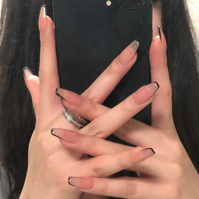 Wavy lines Detachable Long Ballerina False Nails