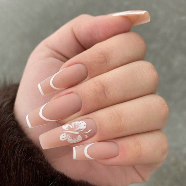 Wavy lines Detachable Long Ballerina False Nails
