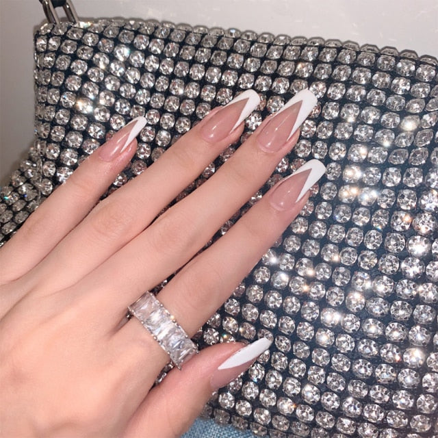 Wavy lines Detachable Long Ballerina False Nails
