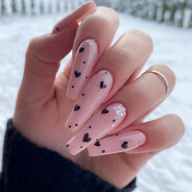 Wavy lines Detachable Long Ballerina False Nails