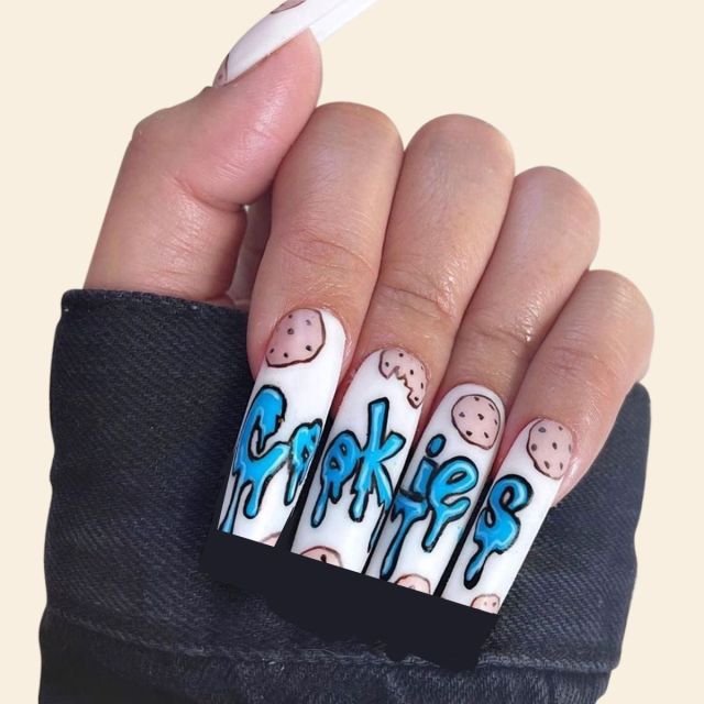 Wavy lines Detachable Long Ballerina False Nails