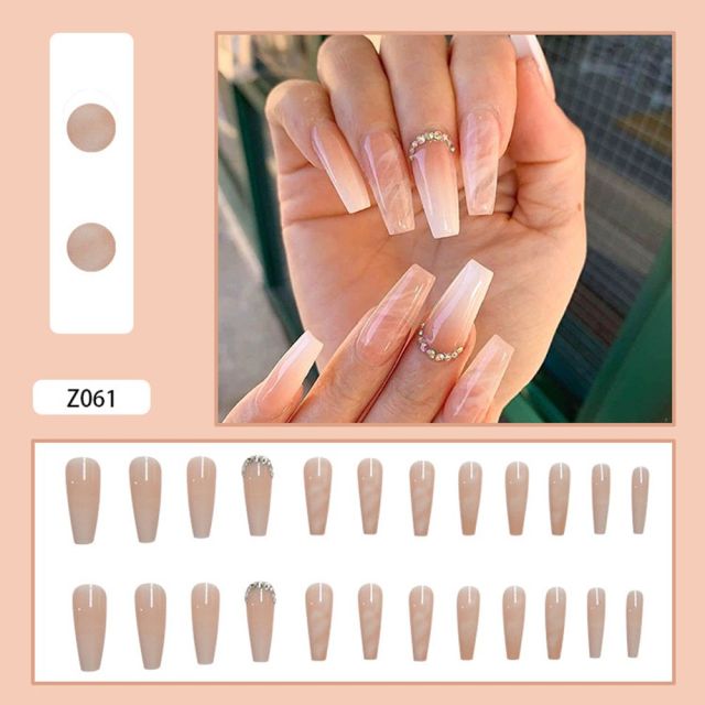 Butterfly Rhinestone Ballerina False Nails