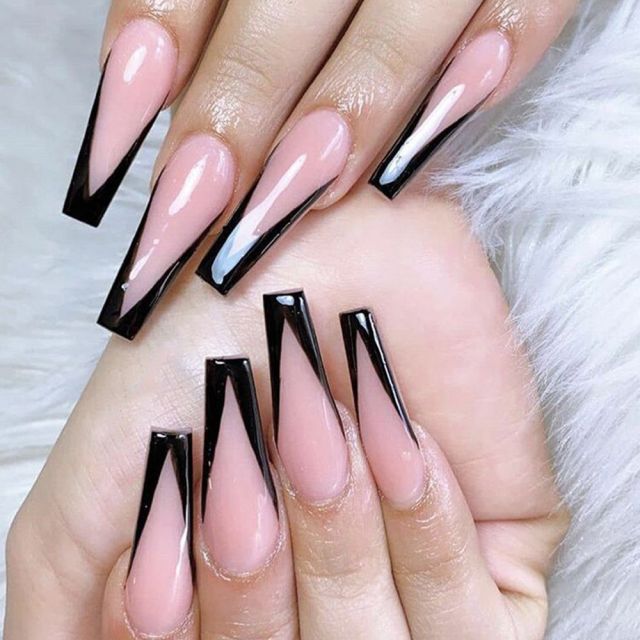 Wavy lines Detachable Long Ballerina False Nails