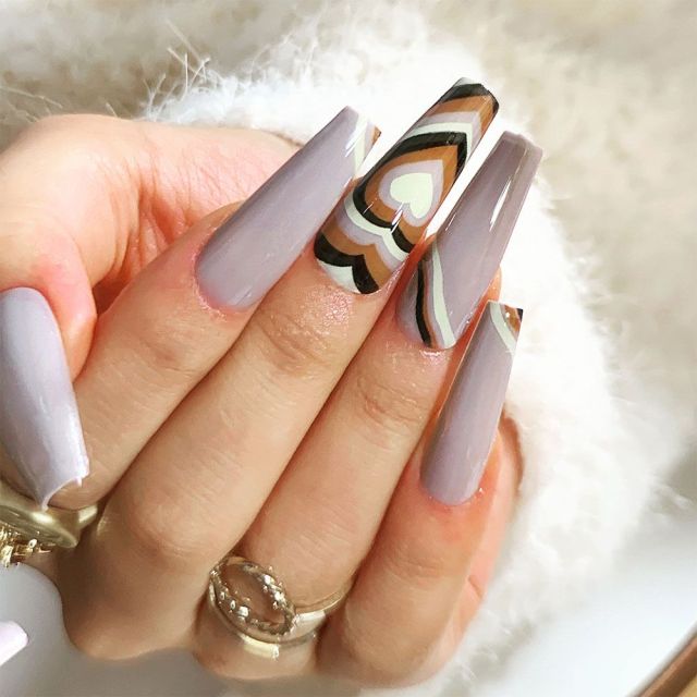Wavy lines Detachable Long Ballerina False Nails