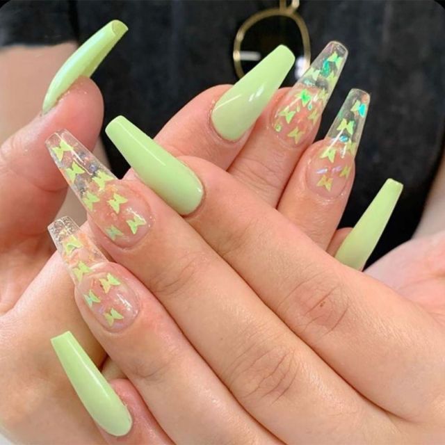 Wavy lines Detachable Long Ballerina False Nails