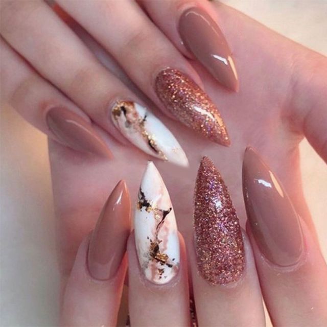 Wavy lines Detachable Long Ballerina False Nails
