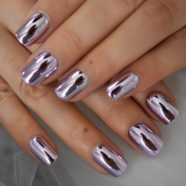 Shiny Punk Style Metallic False Nails