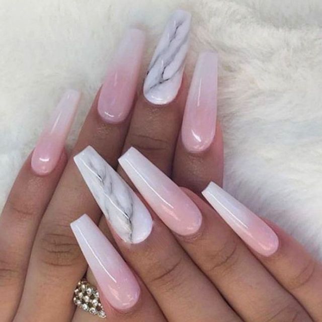 Wavy lines Detachable Long Ballerina False Nails