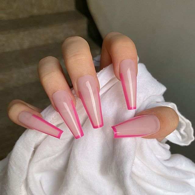 Wavy lines Detachable Long Ballerina False Nails