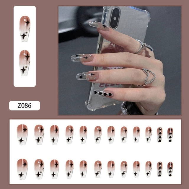 Butterfly Rhinestone Ballerina False Nails