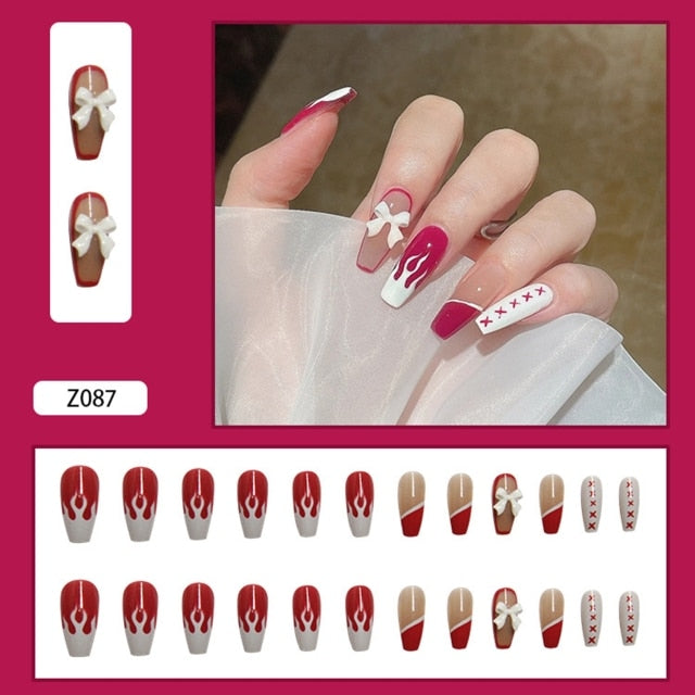 Butterfly Rhinestone Ballerina False Nails