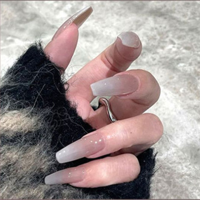 Wavy lines Detachable Long Ballerina False Nails