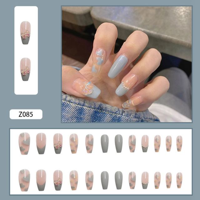 Butterfly Rhinestone Ballerina False Nails