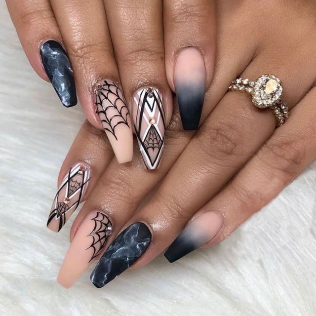 Wavy lines Detachable Long Ballerina False Nails
