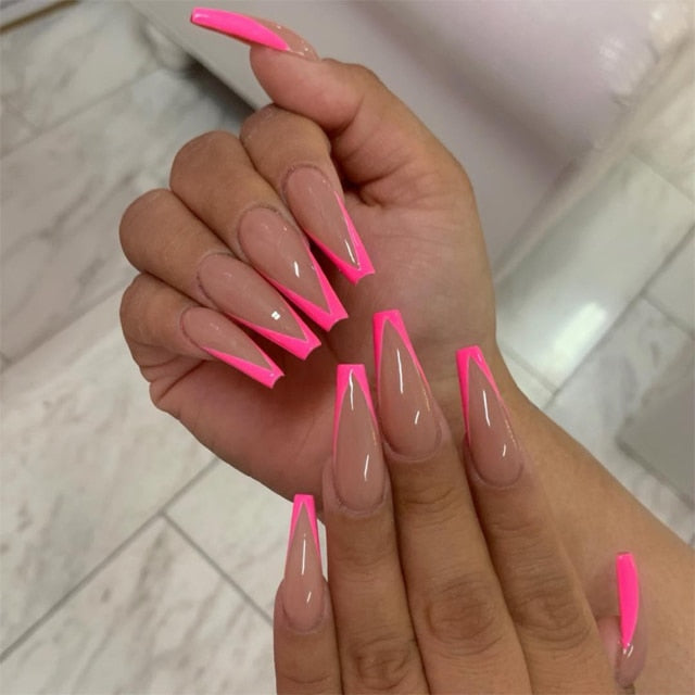 Wavy lines Detachable Long Ballerina False Nails
