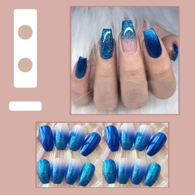 Butterfly Rhinestone Ballerina False Nails