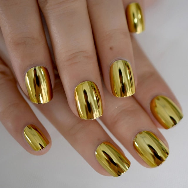 Shiny Punk Style Metallic False Nails
