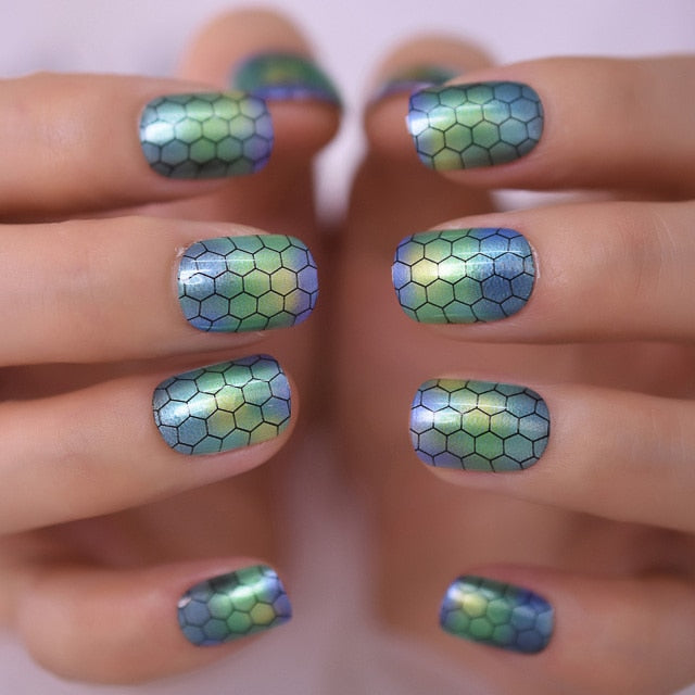 Shiny Punk Style Metallic False Nails