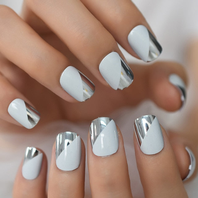 Shiny Punk Style Metallic False Nails