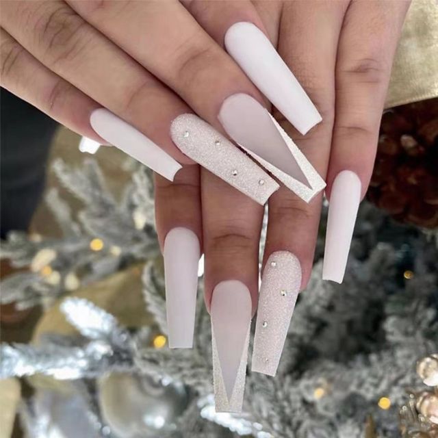Wavy lines Detachable Long Ballerina False Nails