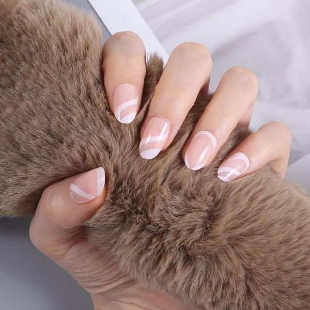 Wavy lines Detachable Long Ballerina False Nails