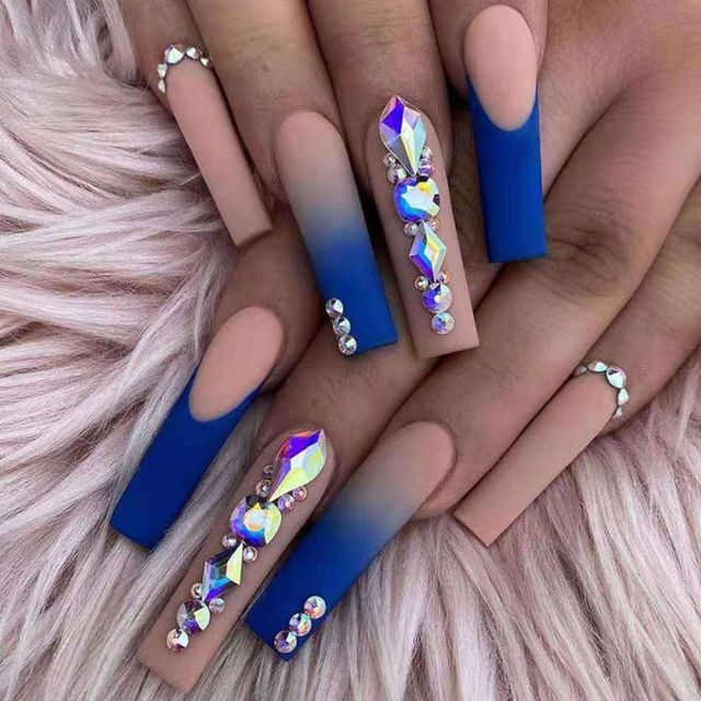 Wavy lines Detachable Long Ballerina False Nails