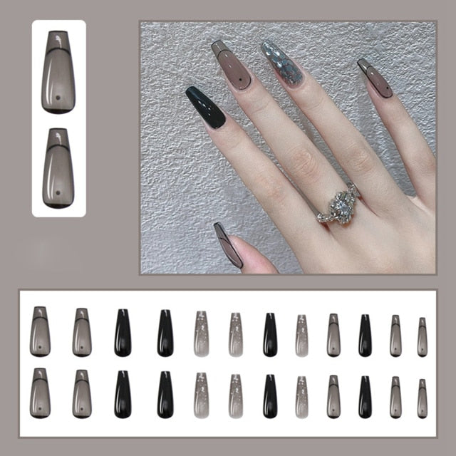 Butterfly Rhinestone Ballerina False Nails