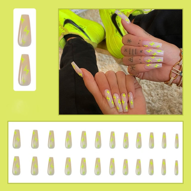 Butterfly Rhinestone Ballerina False Nails