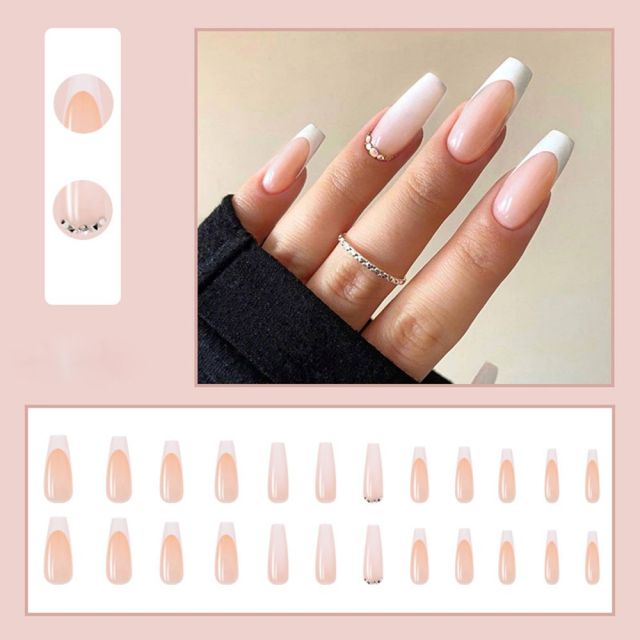 Butterfly Rhinestone Ballerina False Nails