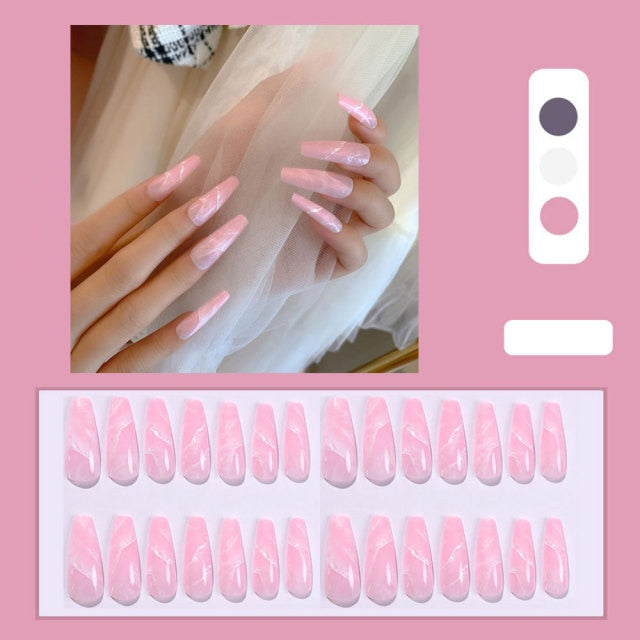 Butterfly Rhinestone Ballerina False Nails