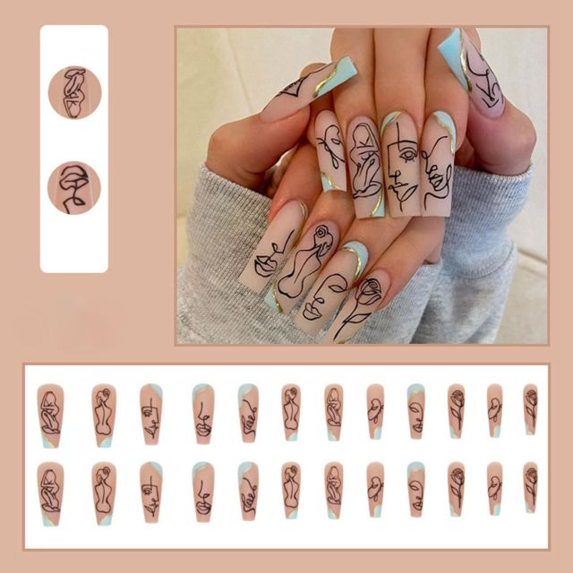 Butterfly Rhinestone Ballerina False Nails
