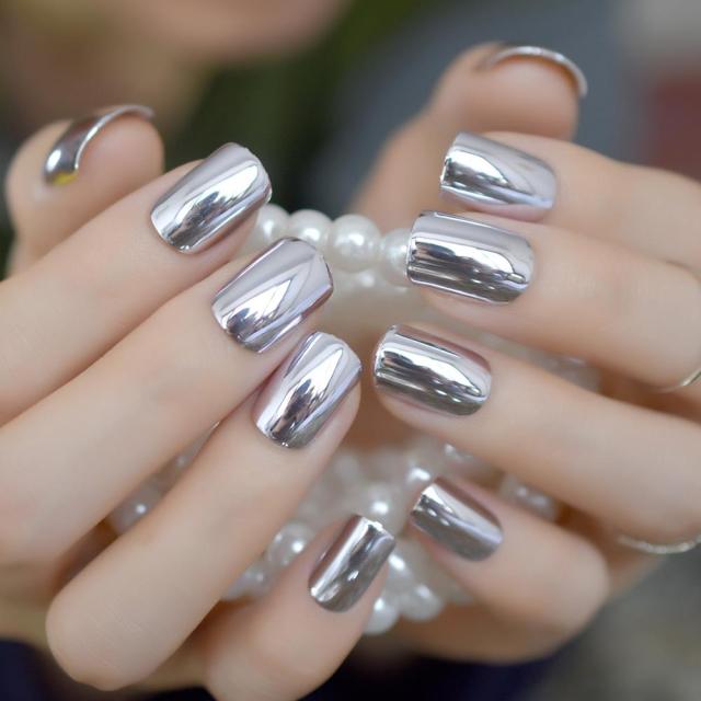 Shiny Punk Style Metallic False Nails