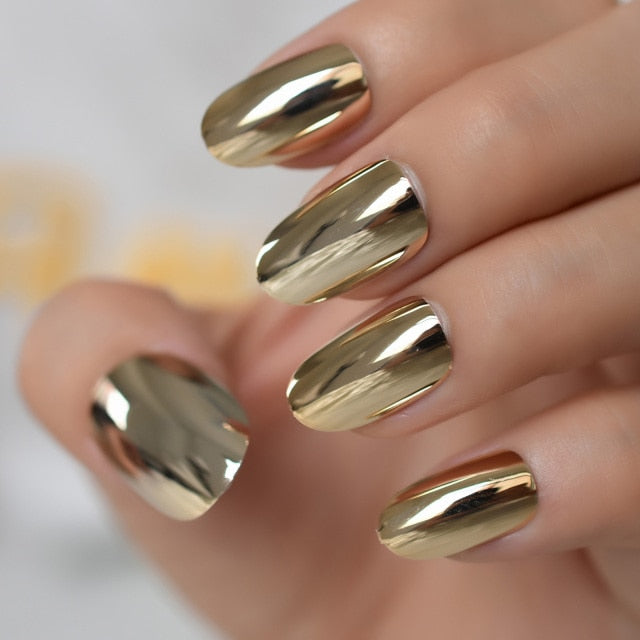 Shiny Punk Style Metallic False Nails