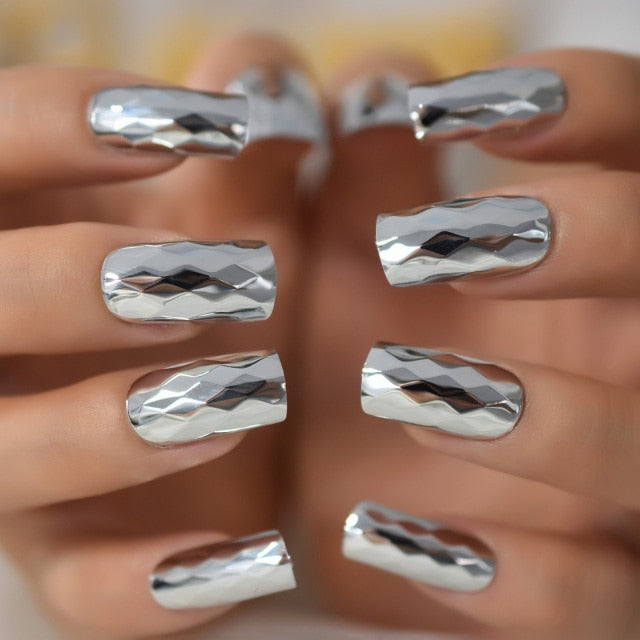 Shiny Punk Style Metallic False Nails