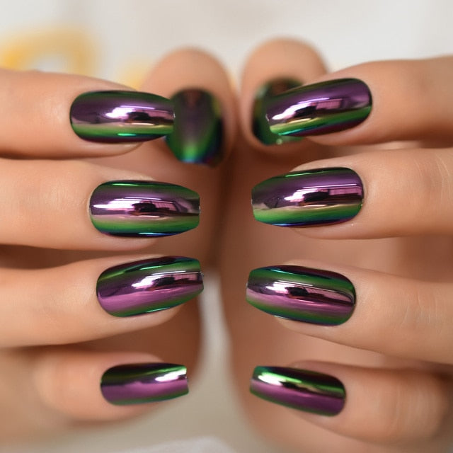Shiny Punk Style Metallic False Nails