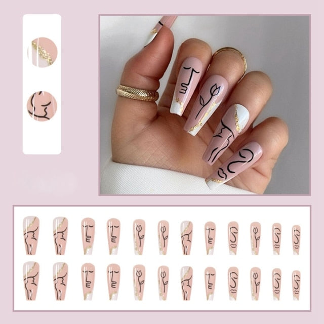 Butterfly Rhinestone Ballerina False Nails