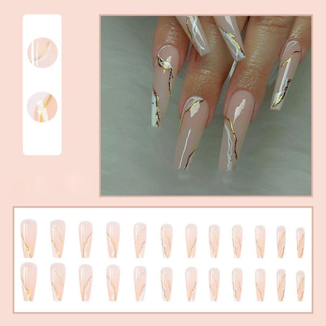 Butterfly Rhinestone Ballerina False Nails