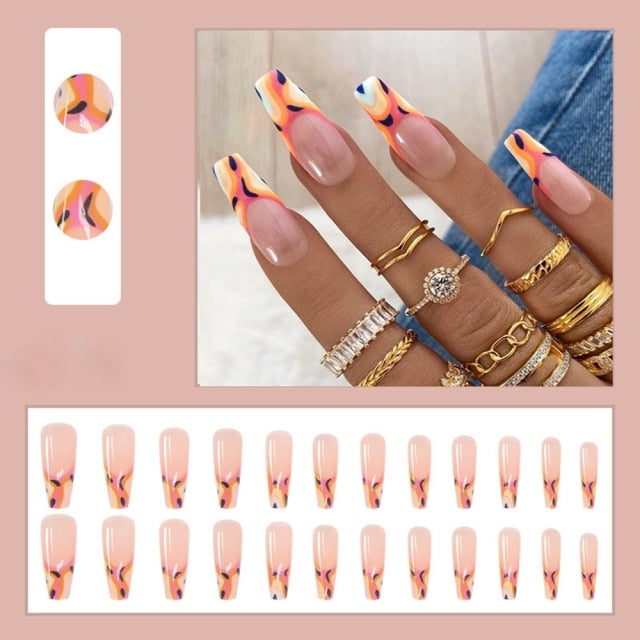 Butterfly Rhinestone Ballerina False Nails