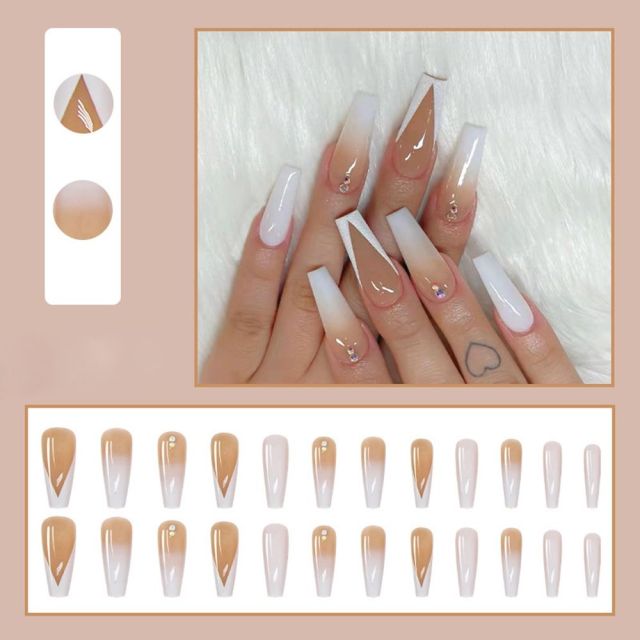 Butterfly Rhinestone Ballerina False Nails