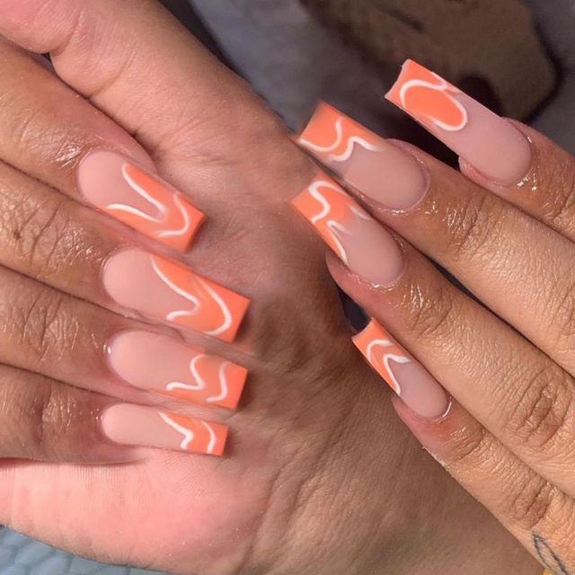 Wavy lines Detachable Long Ballerina False Nails