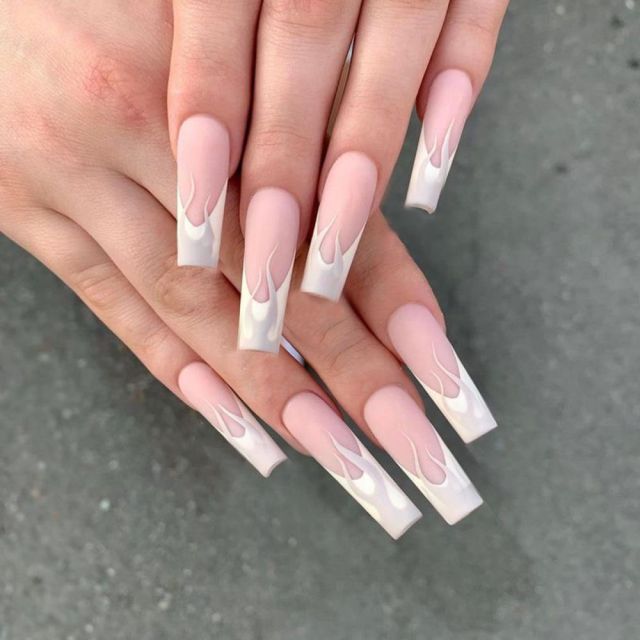 Wavy lines Detachable Long Ballerina False Nails