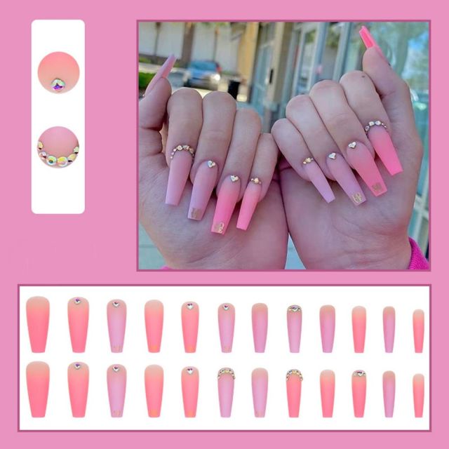 Butterfly Rhinestone Ballerina False Nails