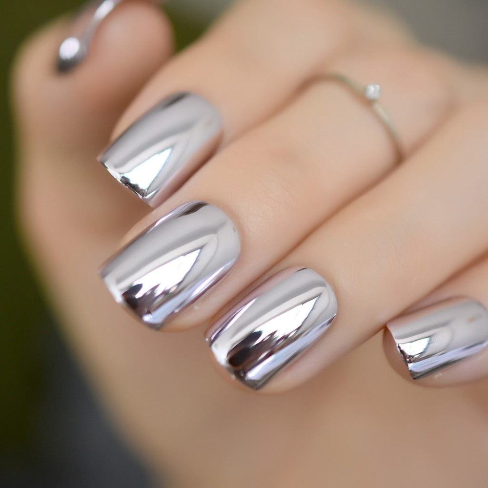Shiny Punk Style Metallic False Nails