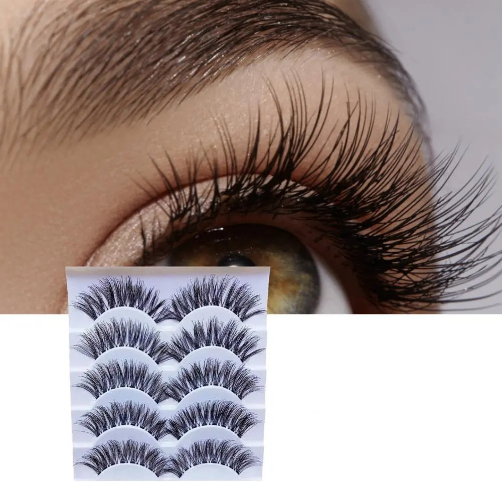 5 Pairs Handmade Messy Natural Cross False Eyelashes Stunning Makeup Fake Eyelashes Eye Lashes Extension Eye Makeup