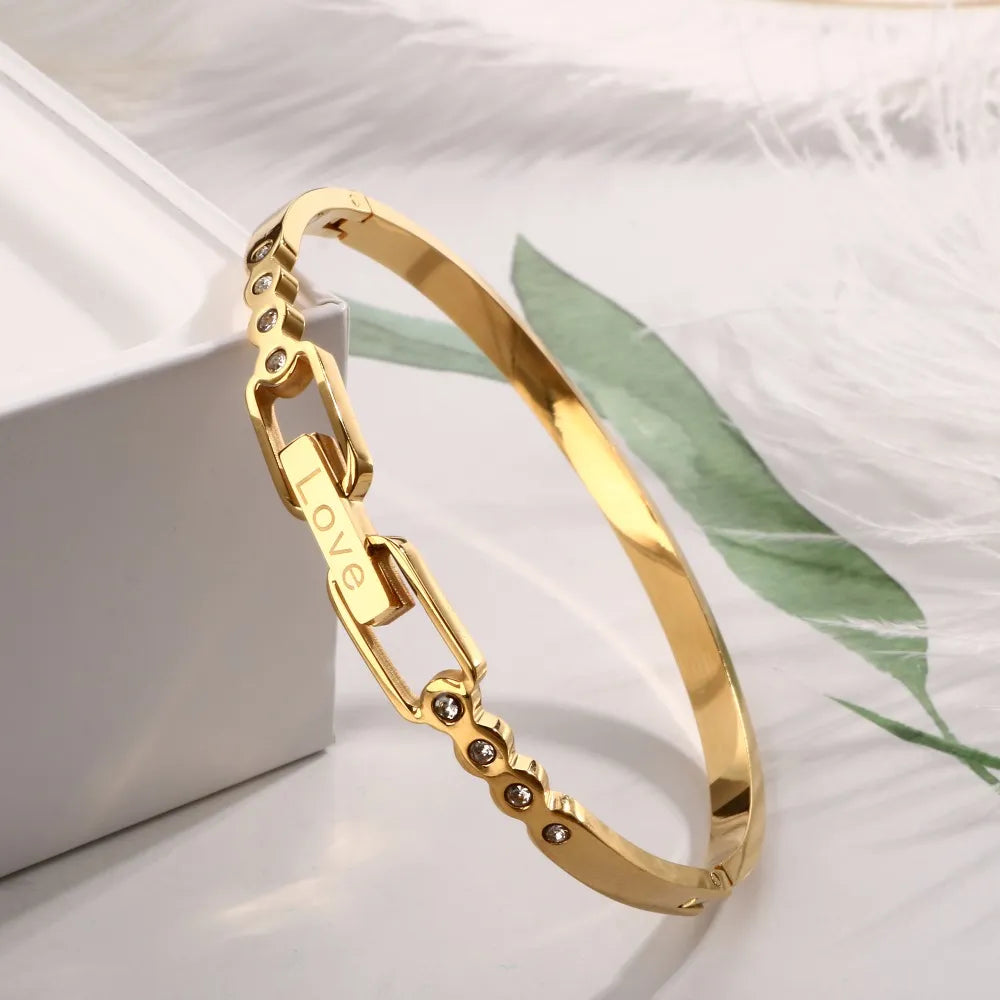 MSX Cuff Bracelets for Women Stainless Steel Bangle Luxury  Female Jewelry Love Vintage Style Rose Gold Color Wristband