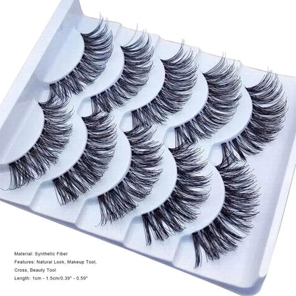 5 Pairs Handmade Messy Natural Cross False Eyelashes Stunning Makeup Fake Eyelashes Eye Lashes Extension Eye Makeup