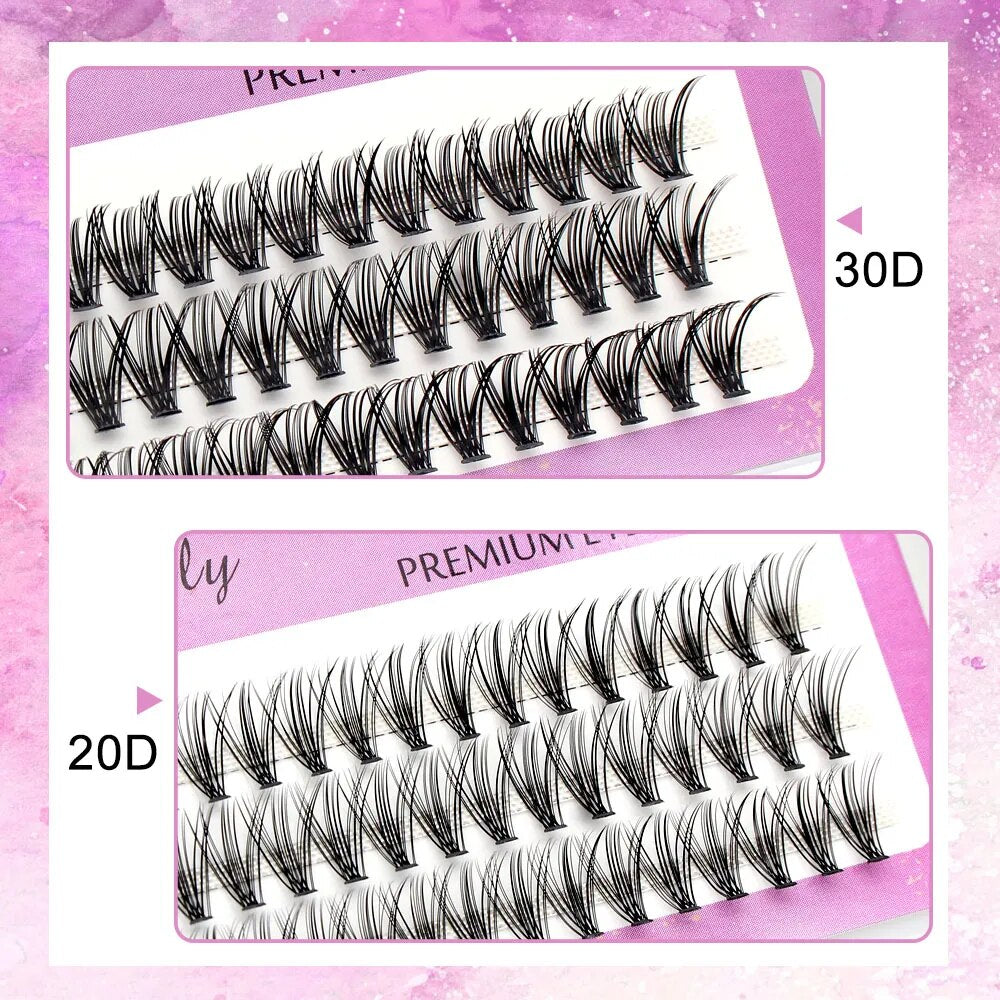 Moonlily 20D/30D Individual Cluster Eyelash Extension Natural Long Black 3D Volume Effect Faux Lashes Bunche Makeup Cilias