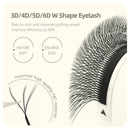 MASSCAKU W Shape 3D 4D 5D Premade Volume Easy Fans Nature Soft Light Individual Lashes Clover Bloom False Eyelashes Extension