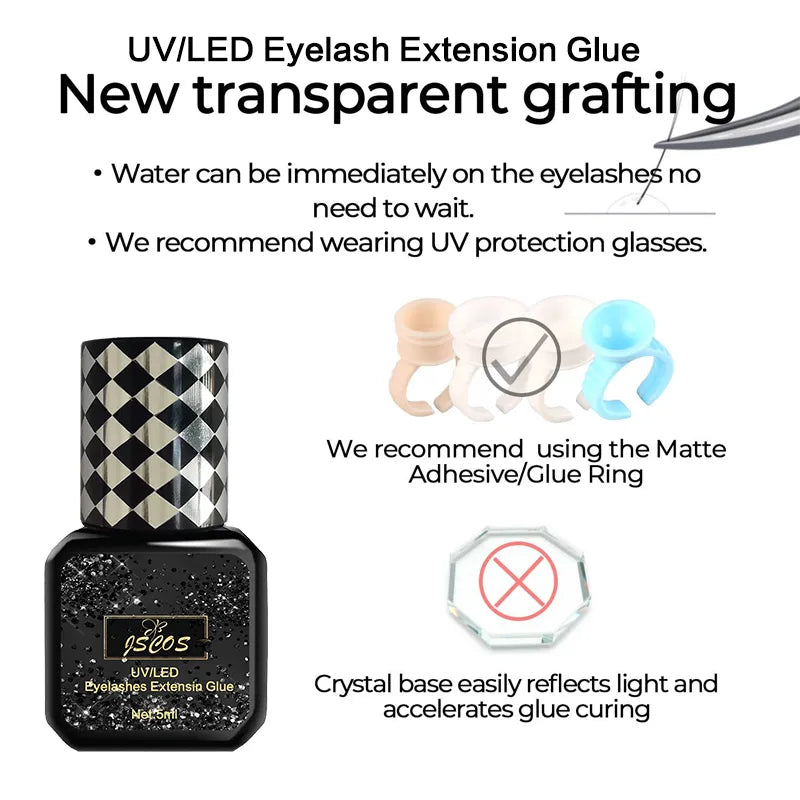JSCOS UV Glue Quick Dry Eyelash Extensions Adhesive UV/Led Lash Glue Eyelash Gel Long-Lasting UV/Led Eyelash Glue NEW Product