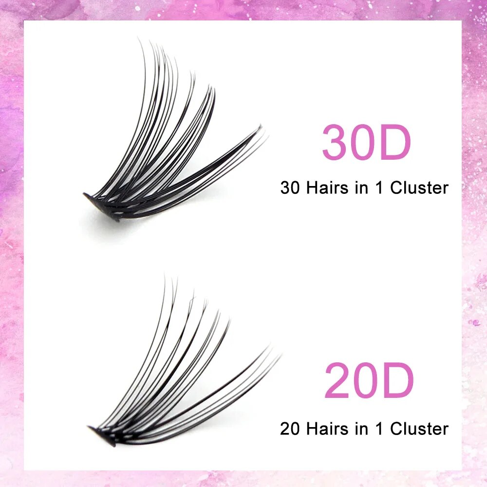 Moonlily 20D/30D Individual Cluster Eyelash Extension Natural Long Black 3D Volume Effect Faux Lashes Bunche Makeup Cilias